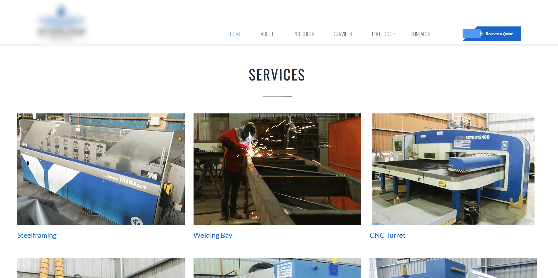 Landing Page for a Steel Fabrication Company